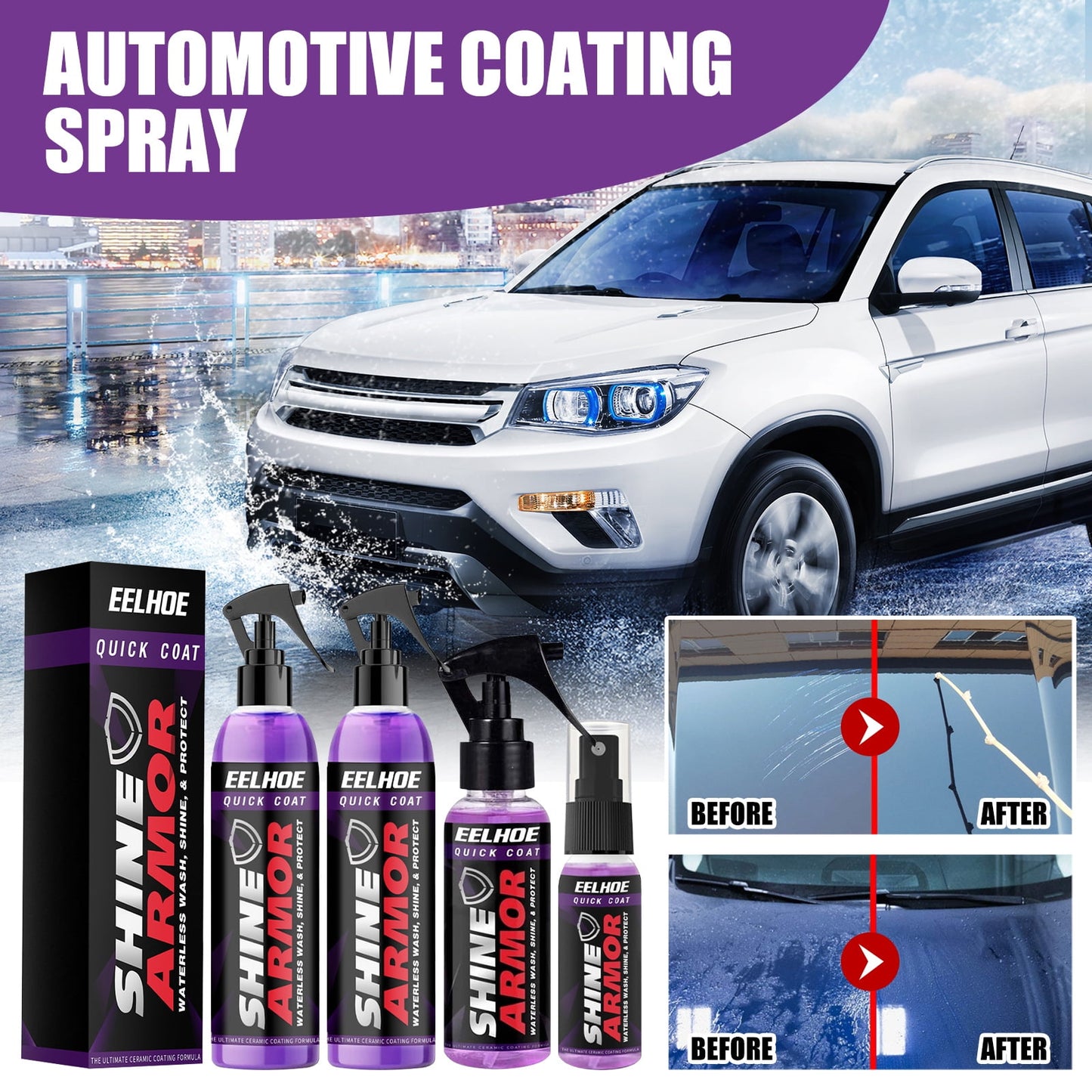 Shine Armor Quick Coat 3-u-1 sprej za pranje automobila bez vode, sjaj i zaštita